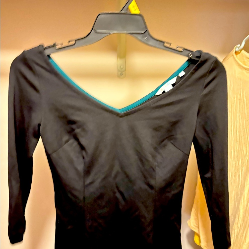 Ballerina double v neck top in black from Boden, size 8. Runs small.